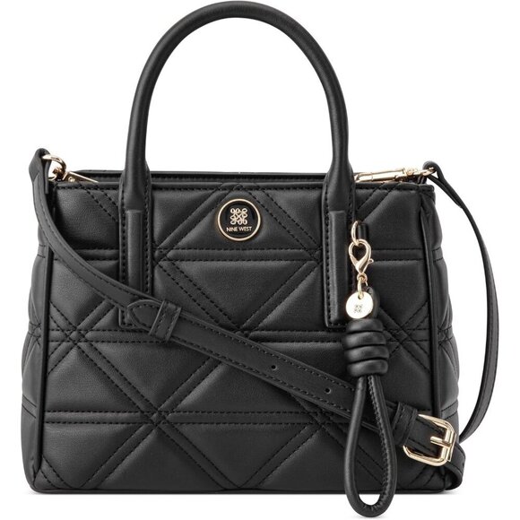 Mini Satchel Crossbody Bag Women's Zipper Cotton Blend Small Black